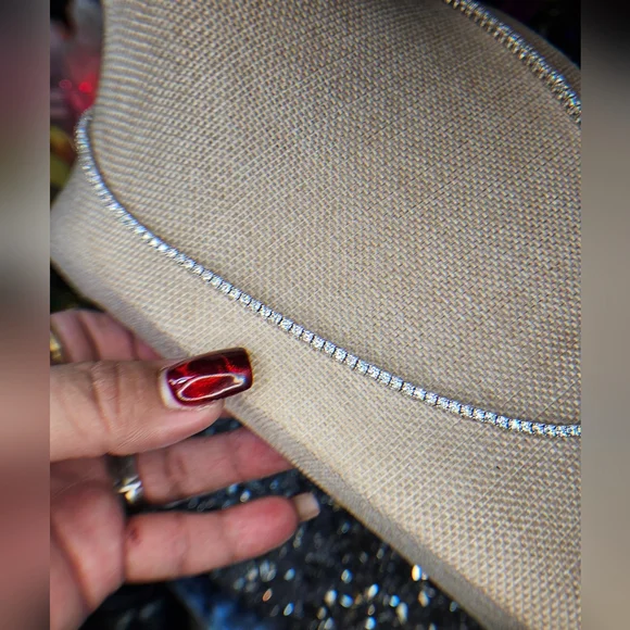 Elegant Sterling Moissanite Diamond $3690.99 MSRP 20 inch Tennis Necklace - Picture 5 of 7